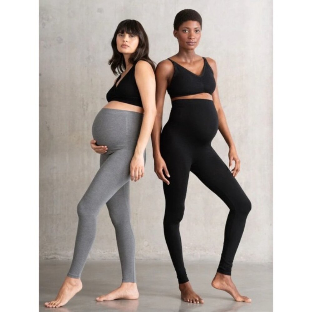 Seraphine Maternity Leggings Bamboo Opaque Footless Size Small Gray